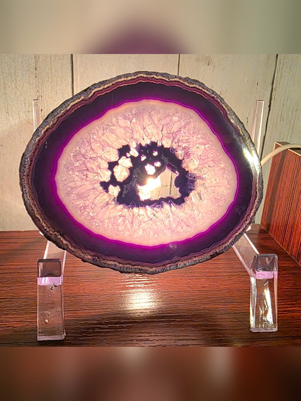 ✨ Blue, Purple & Brown Brazilian Agate Slice Lamp Set ✨